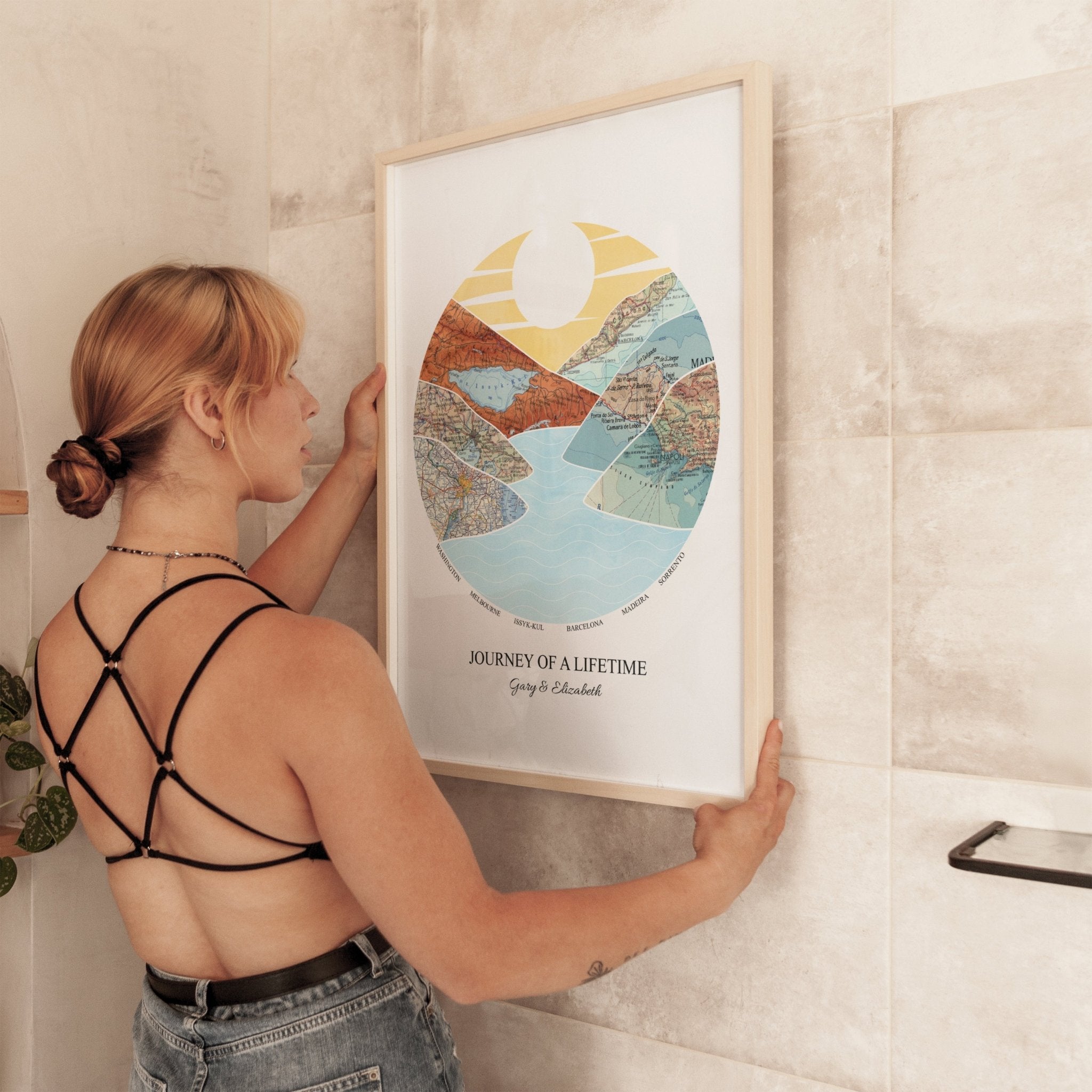 Personalised Watercolour Travel Map Mountain Print - Magic Posters