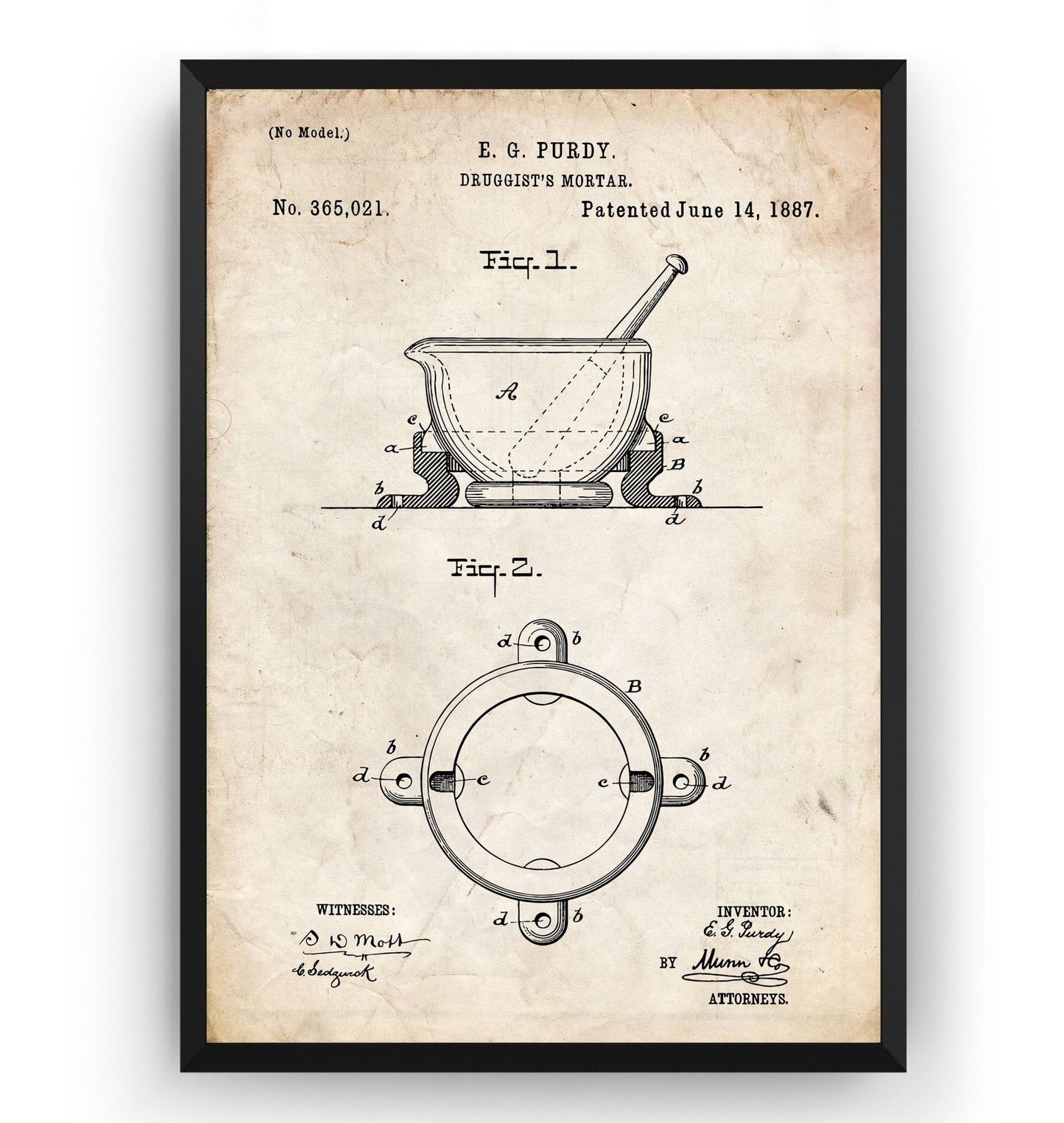 Pharmacist Mortar 1887 Patent Print - Magic Posters