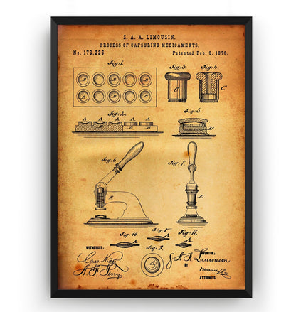 Pharmacist Pill Press 1876 Patent Print - Magic Posters