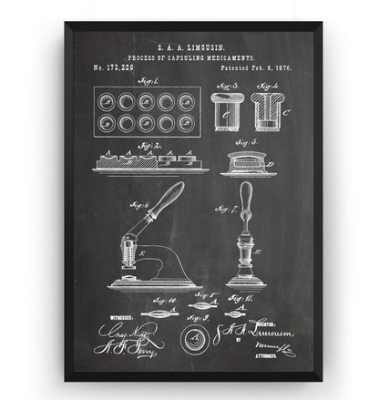 Pharmacist Pill Press 1876 Patent Print - Magic Posters