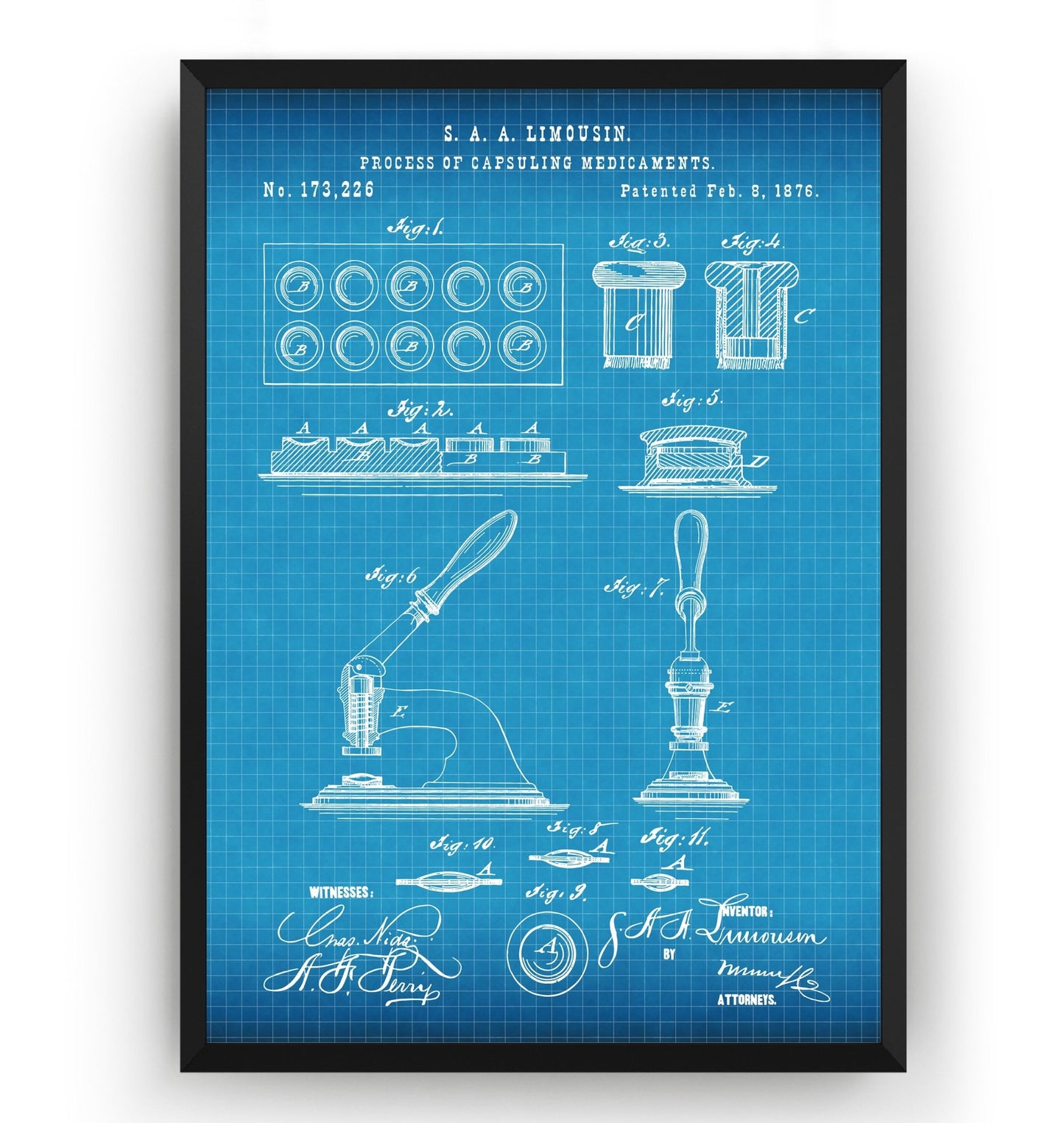 Pharmacist Pill Press 1876 Patent Print - Magic Posters