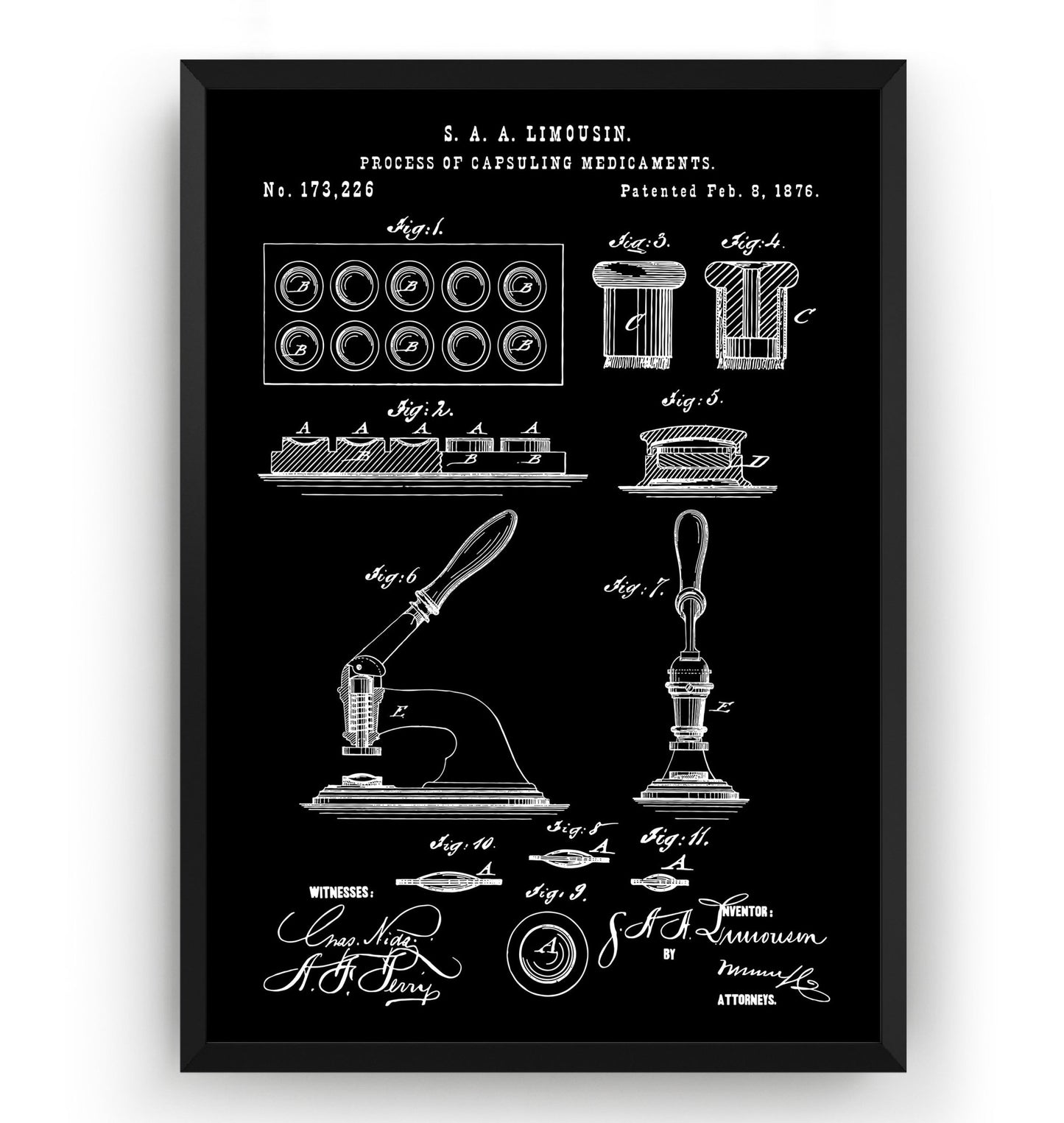 Pharmacist Pill Press 1876 Patent Print - Magic Posters