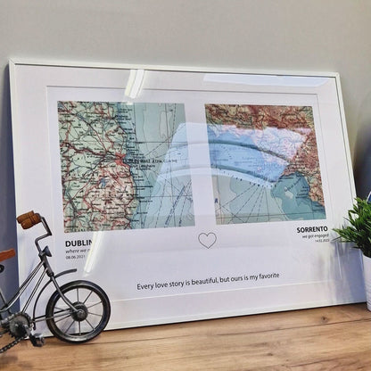 Personalised Map Print, Custom Couples Gift