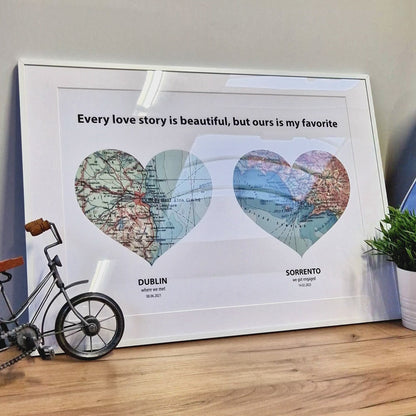 Personalised Heart Map Print