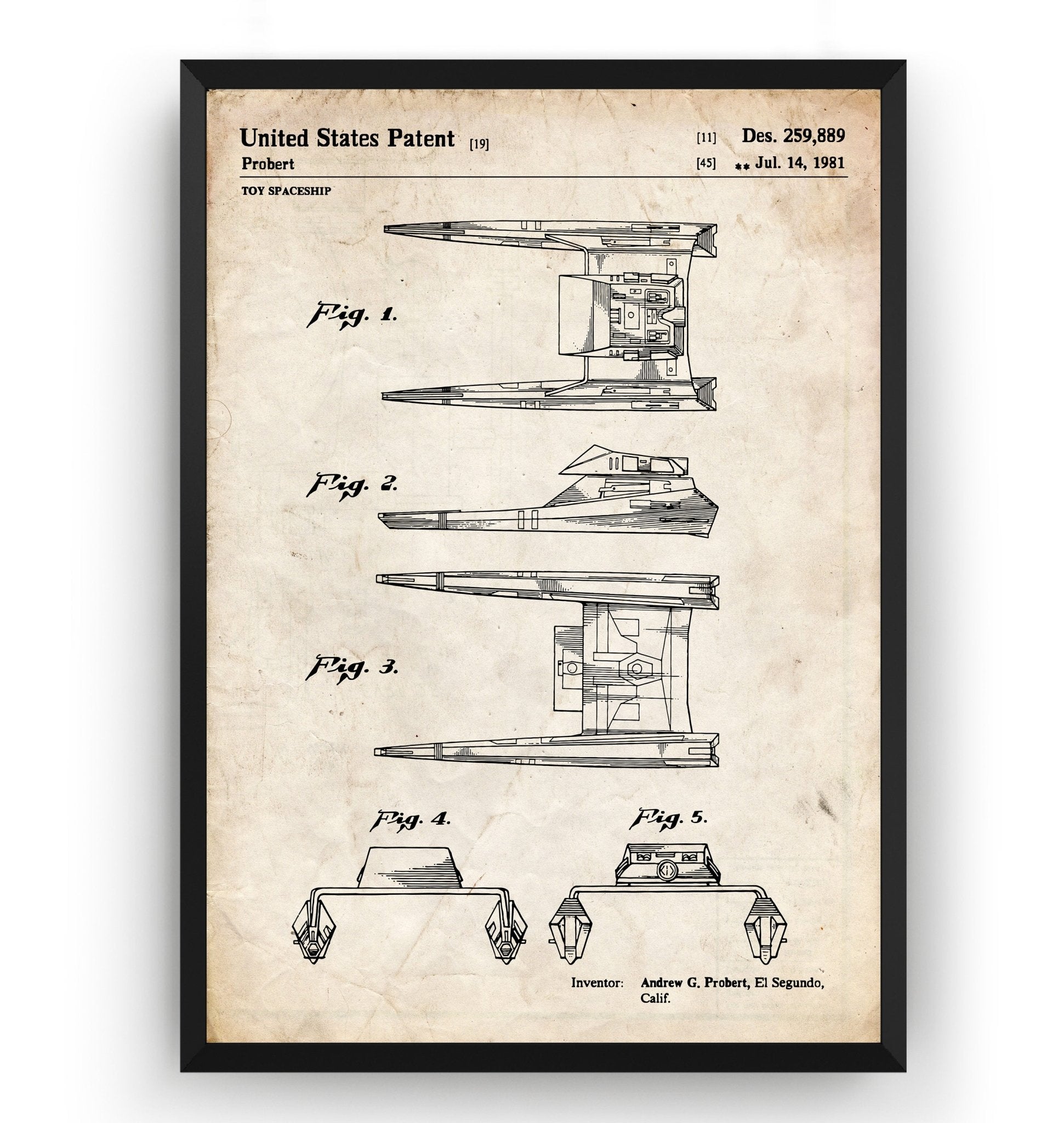 Star Trek Vulcan Shuttle Surak 1981 Patent Print - Magic Posters