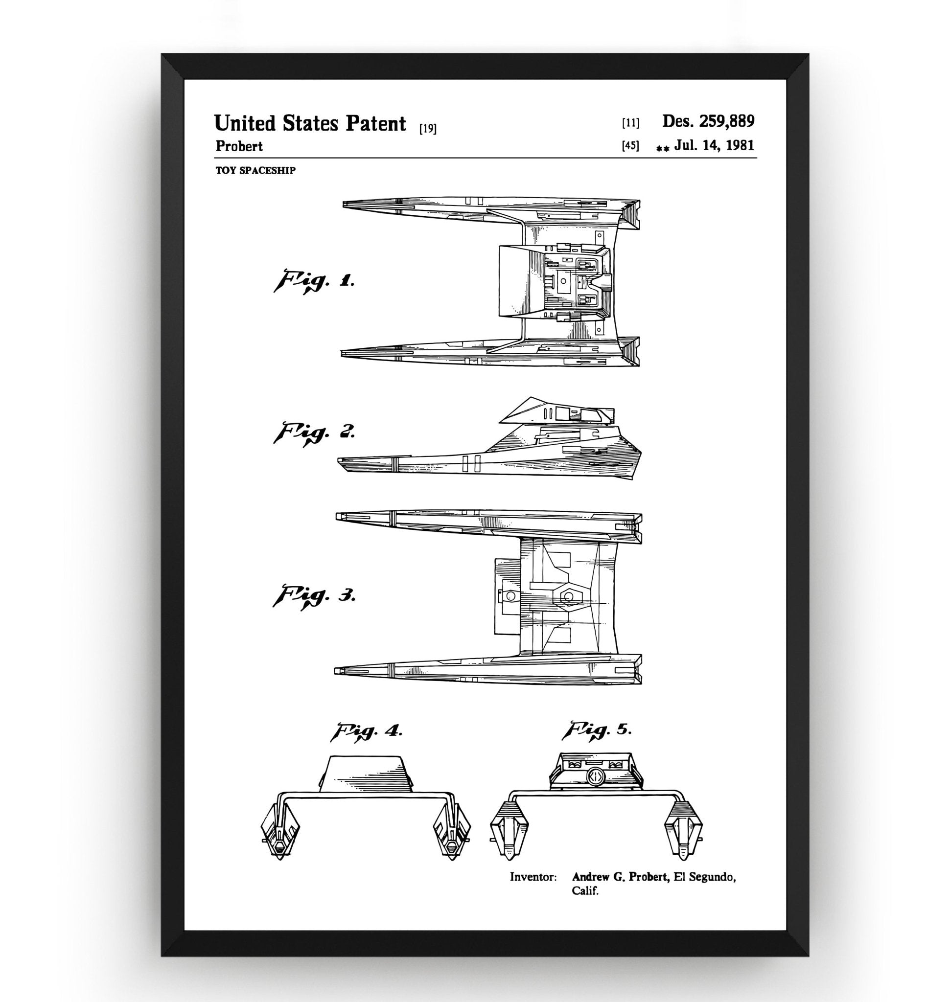 Star Trek Vulcan Shuttle Surak 1981 Patent Print - Magic Posters