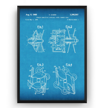 Vespa Stepless Speed Change Gear 1968 Patent Print - Magic Posters