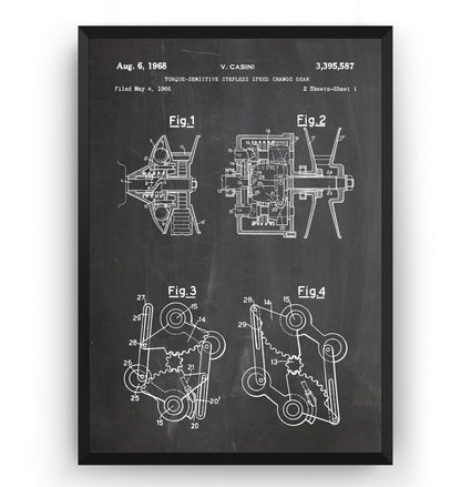 Vespa Stepless Speed Change Gear 1968 Patent Print - Magic Posters