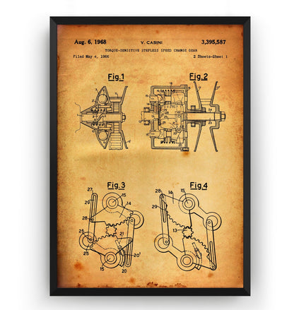 Vespa Stepless Speed Change Gear 1968 Patent Print - Magic Posters