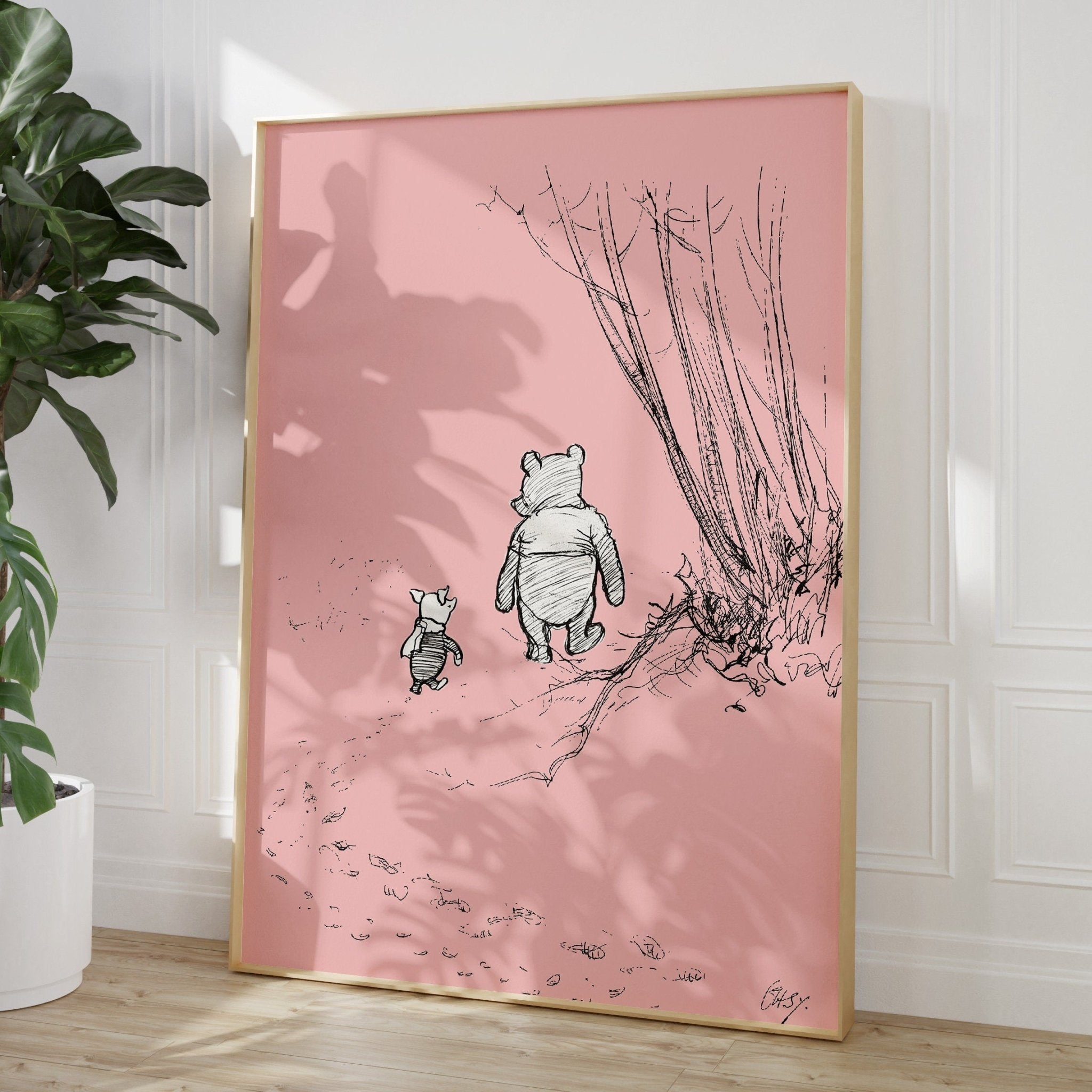 Winnie The Pooh and Piglet Print (Walking through the woods) - Magic Posters