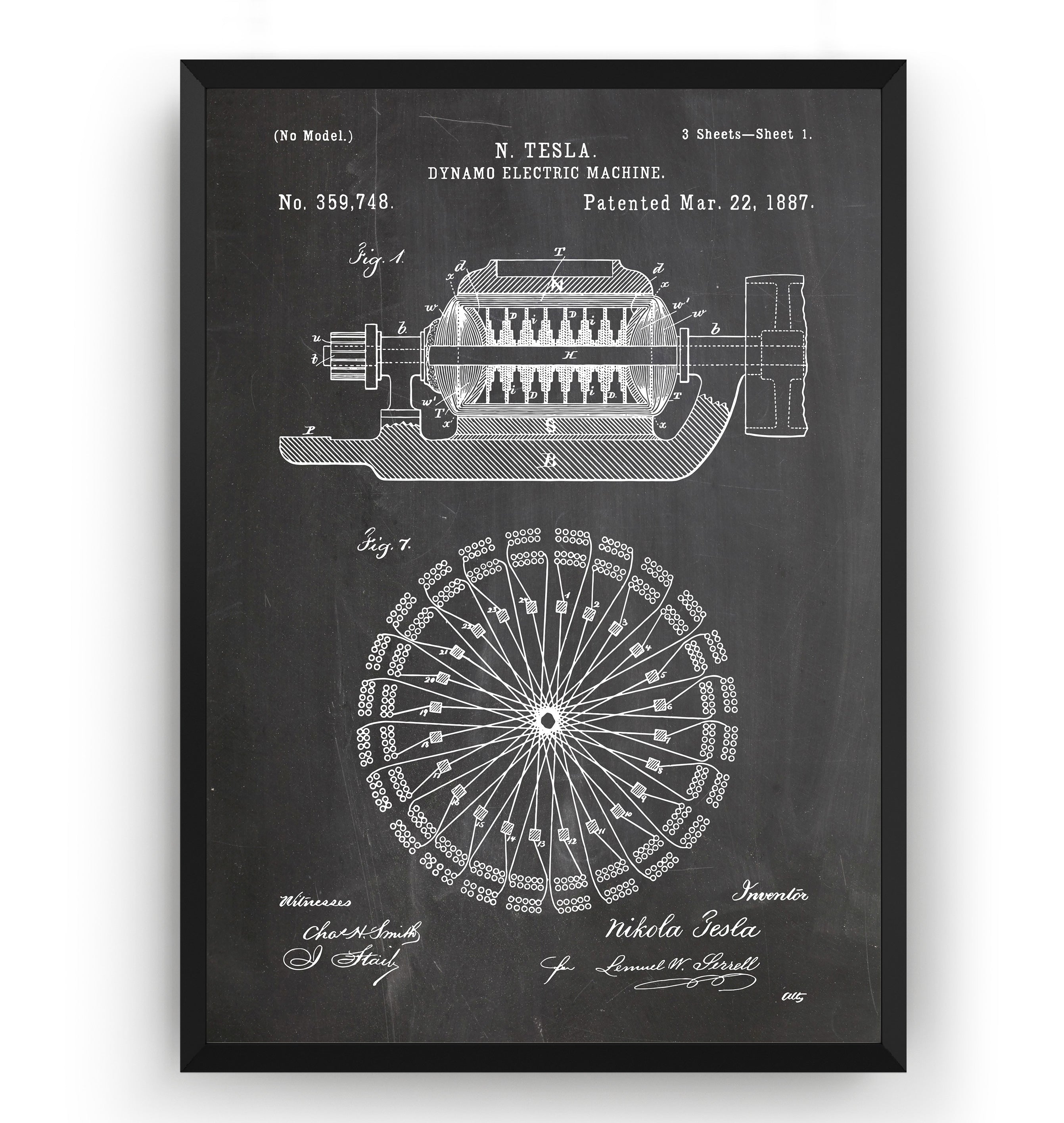 Tesla Dynamo Electric Machine 1887 Patent Print - Magic Posters