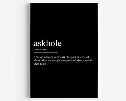 Askhole Definition Print - Magic Posters