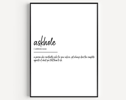 Askhole Definition Print - Magic Posters