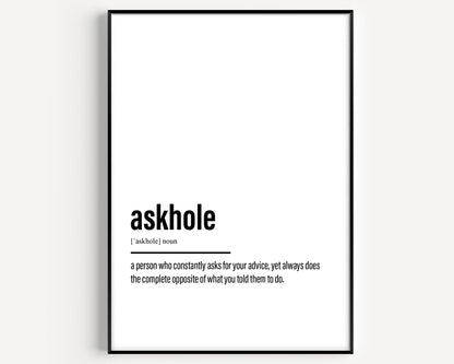 Askhole Definition Print - Magic Posters