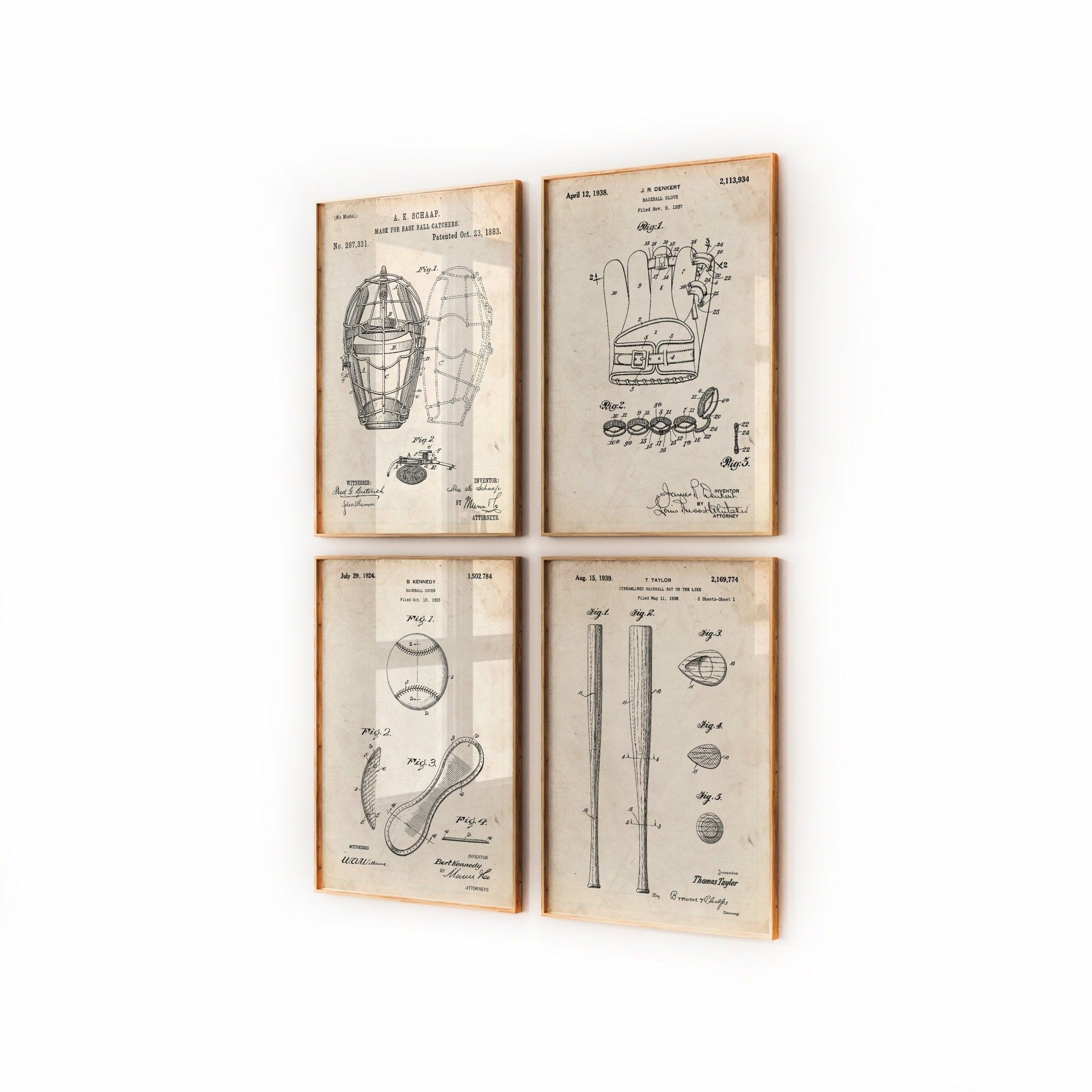 Baseball Set Of 4 Patent Prints - Magic Posters