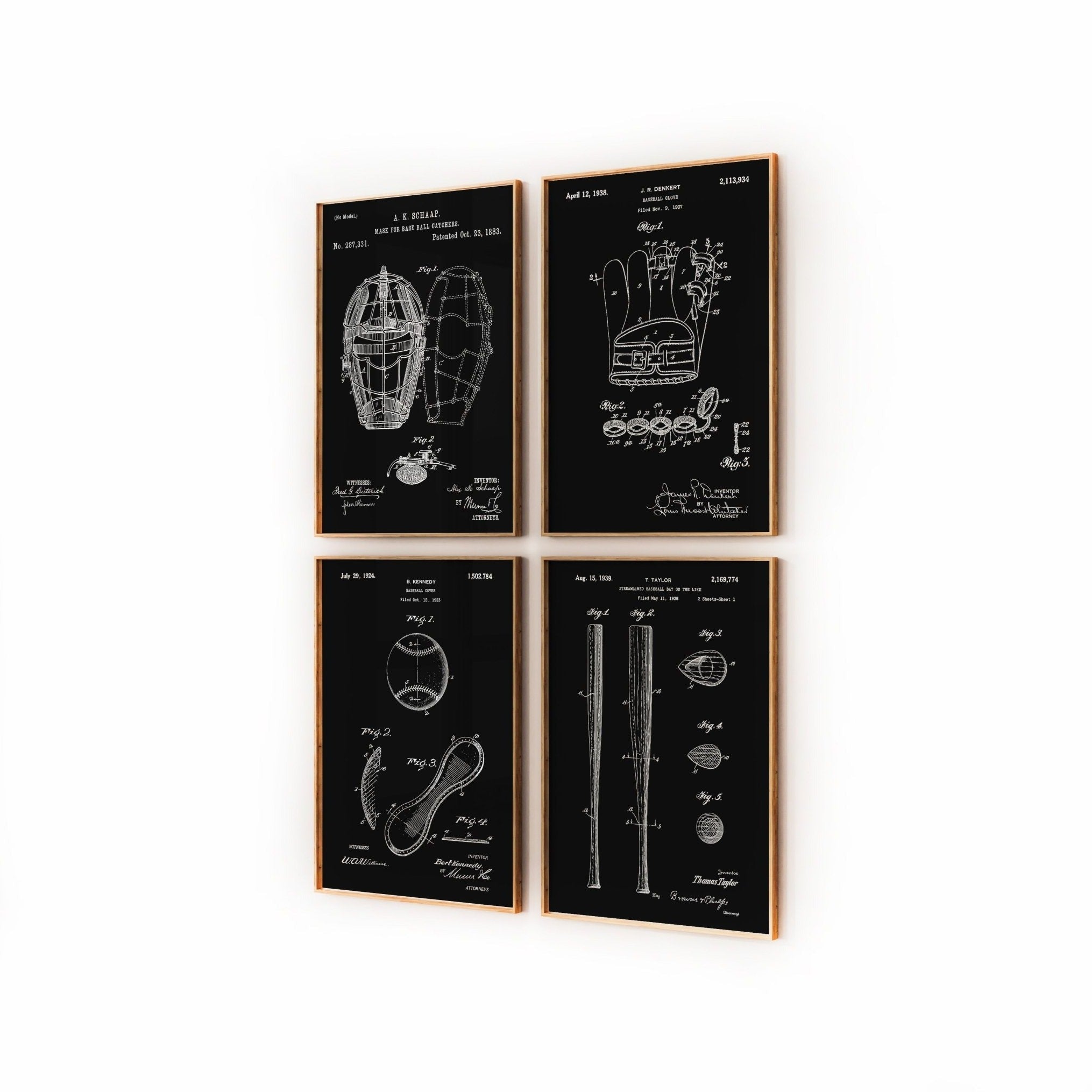 Baseball Set Of 4 Patent Prints - Magic Posters