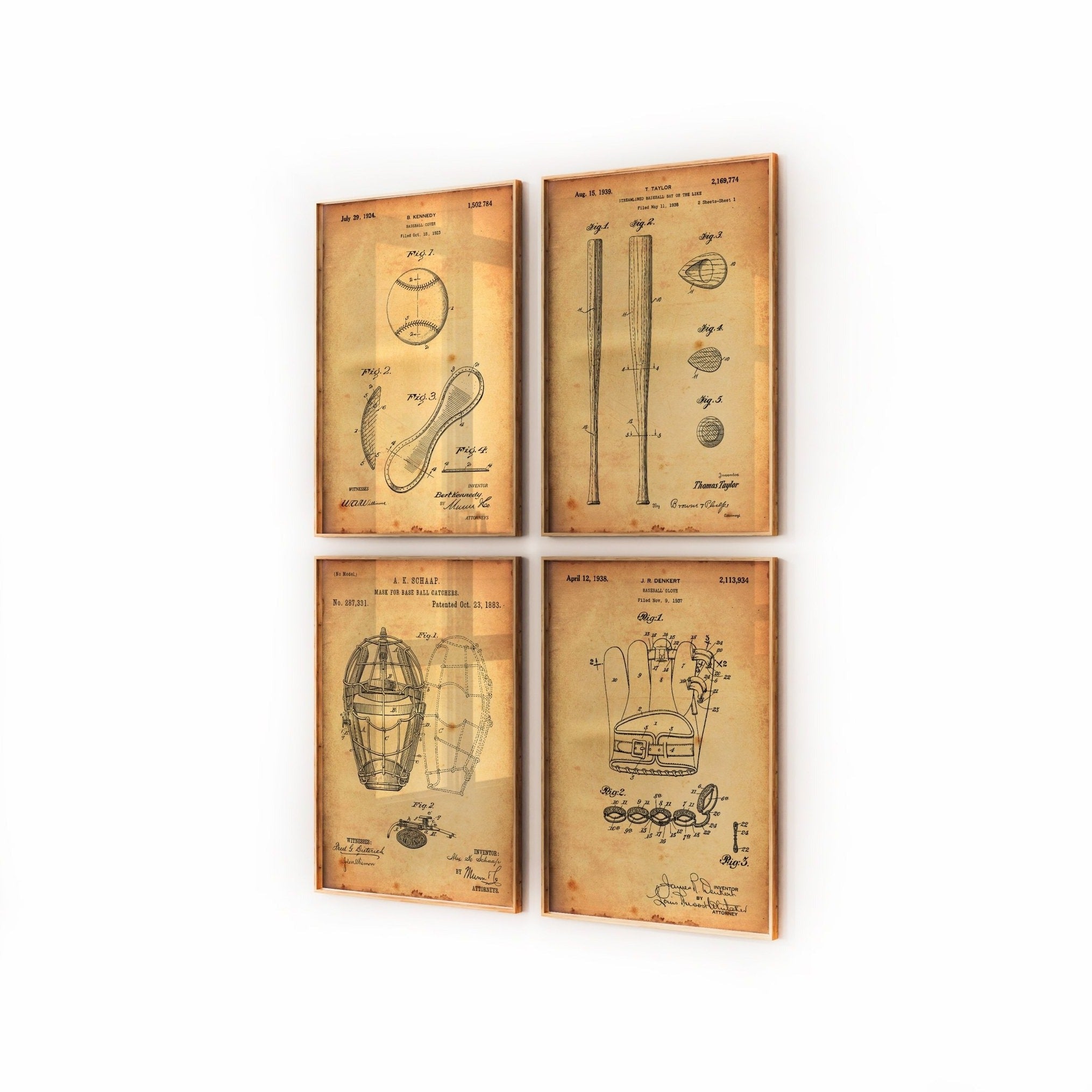 Baseball Set Of 4 Patent Prints - Magic Posters