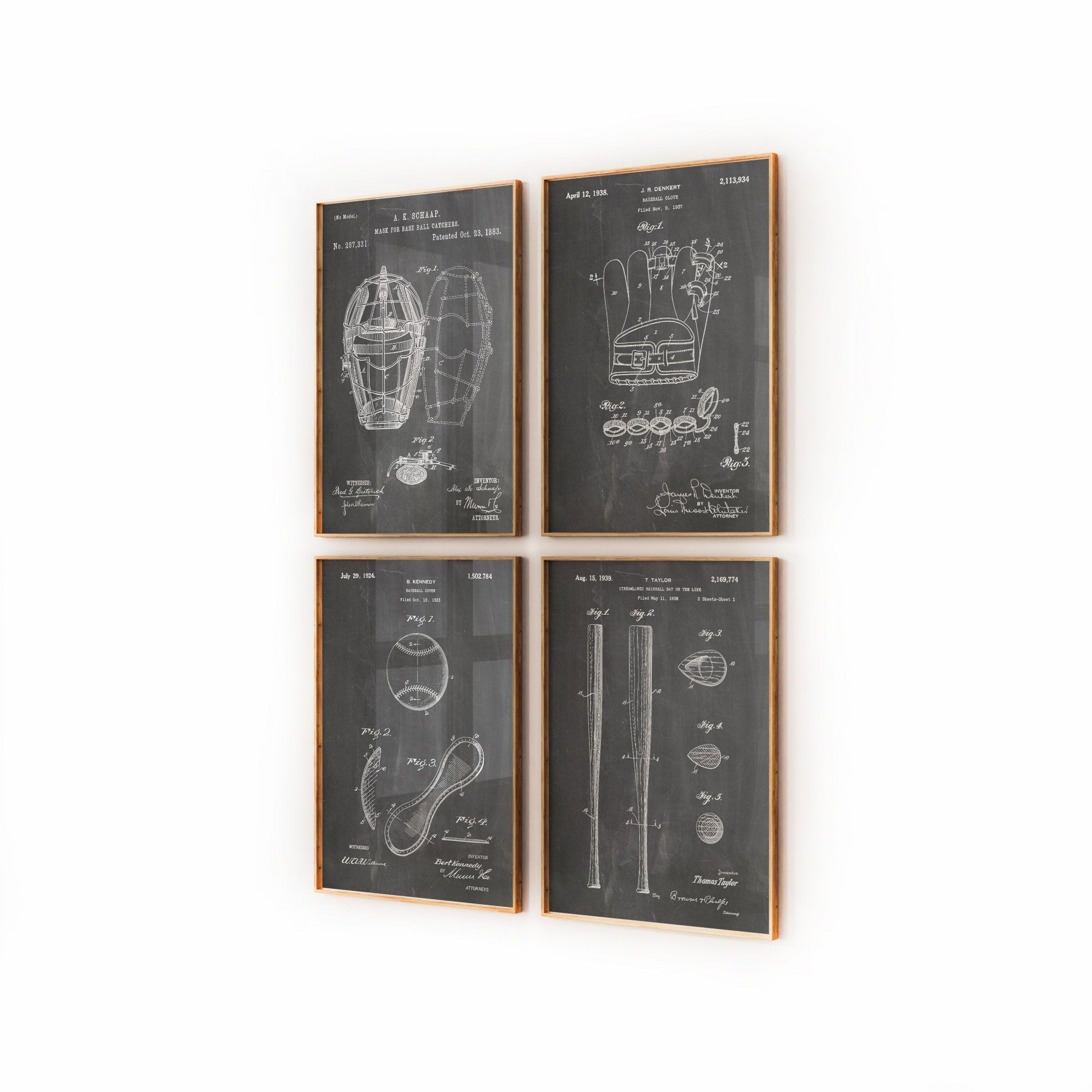 Baseball Set Of 4 Patent Prints - Magic Posters