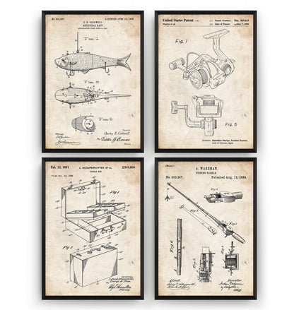 Fishing Set Of 4 Patent Prints - Magic Posters