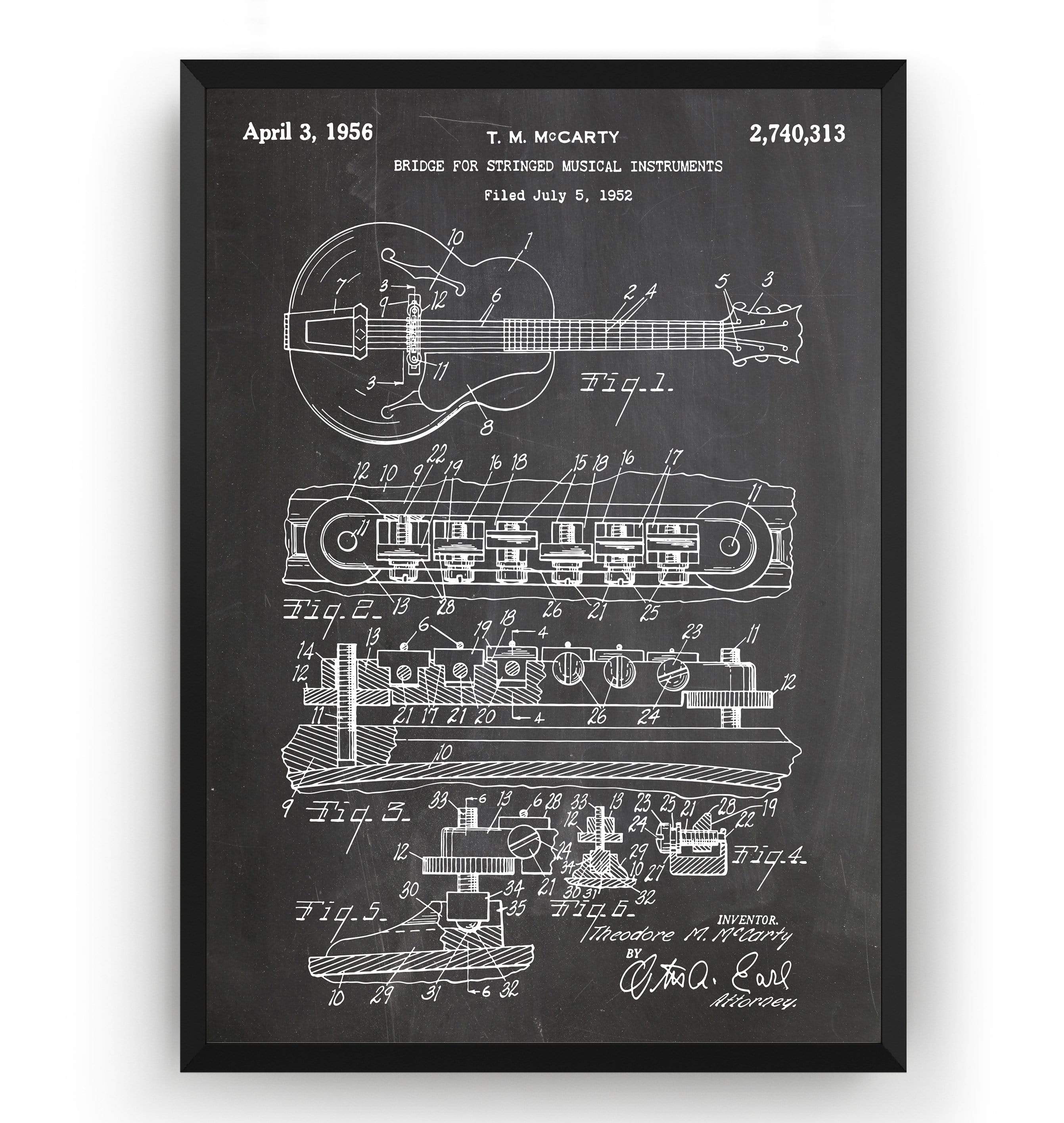 Gibson ES-335 Guitar 1956 Patent Print