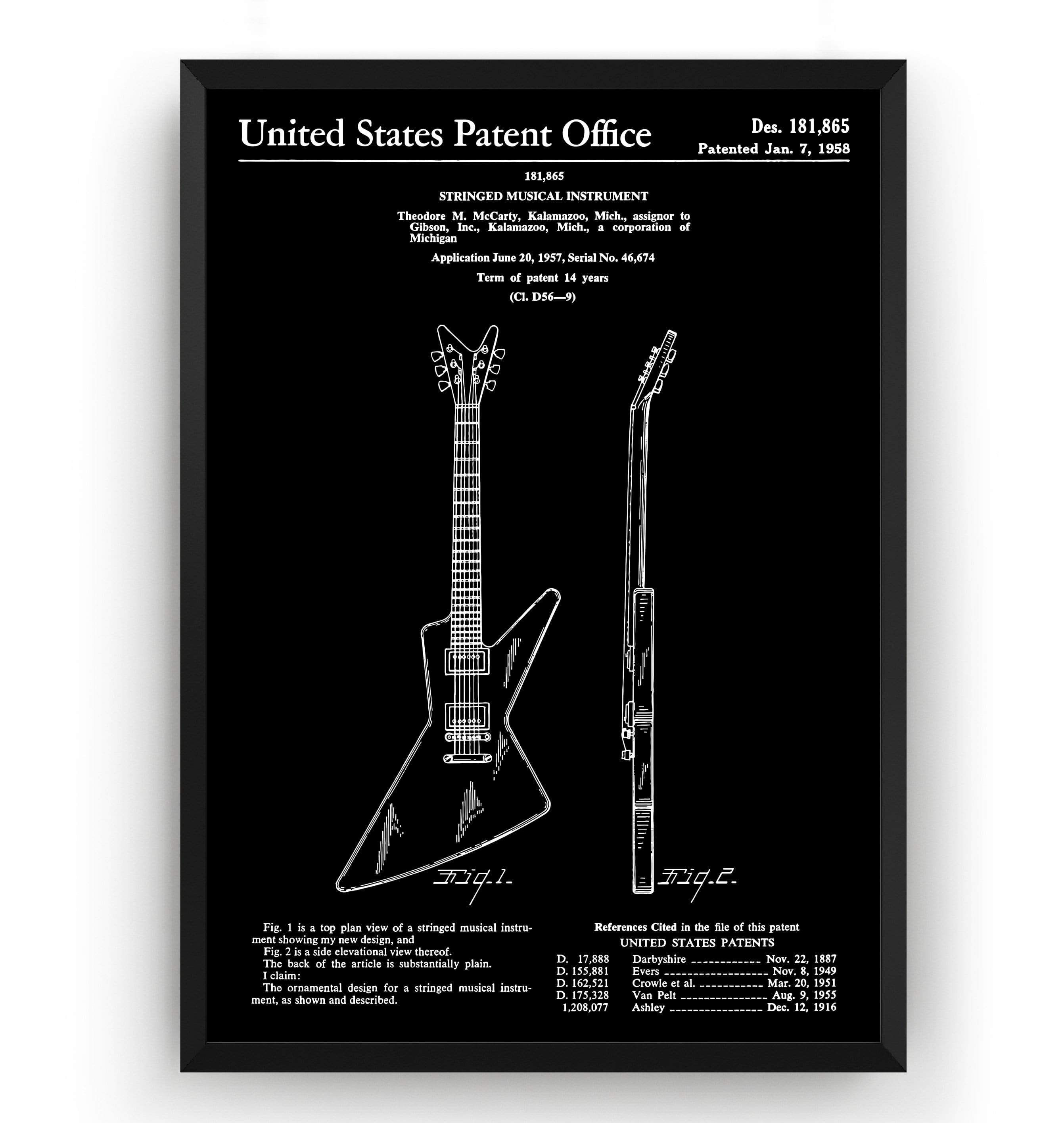 Gibson Explorer Guitar 1958 Patent Print – Magic Posters