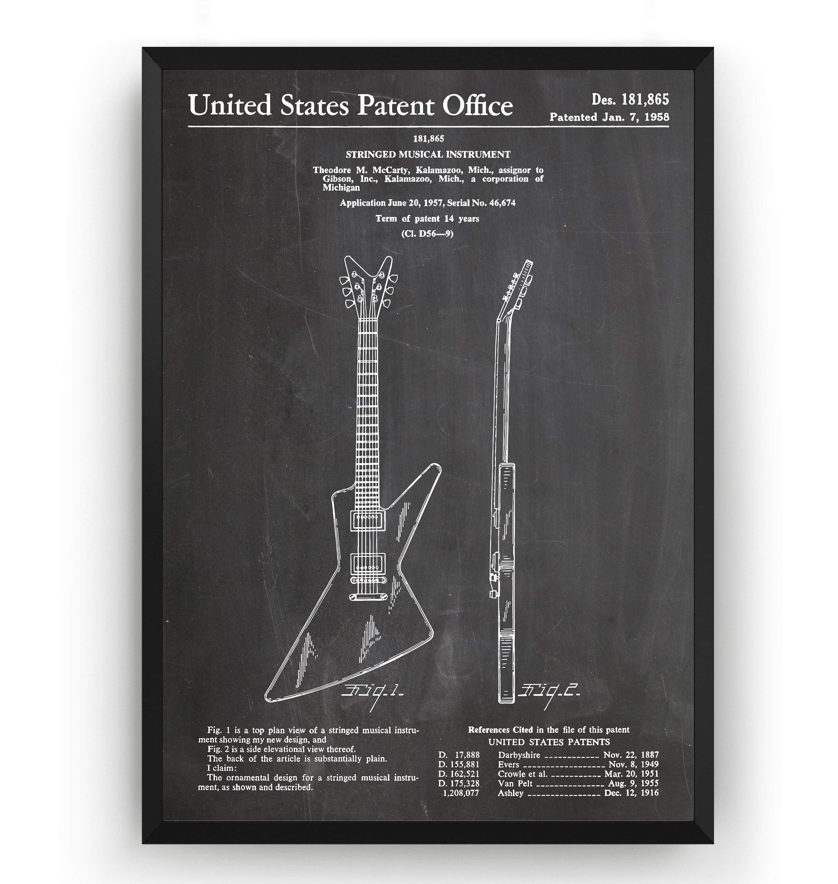 Gibson Explorer Guitar 1958 Patent Print – Magic Posters