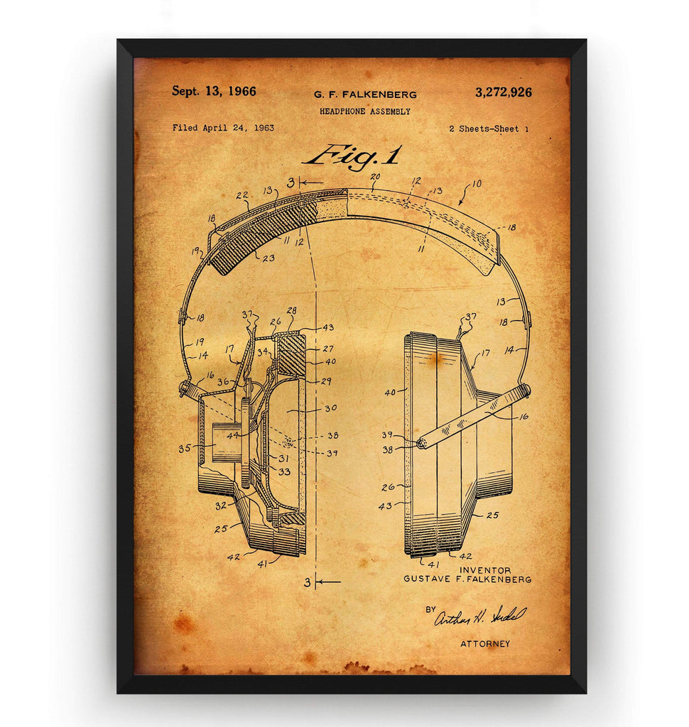 Headphones 1966 Patent Print – Magic Posters