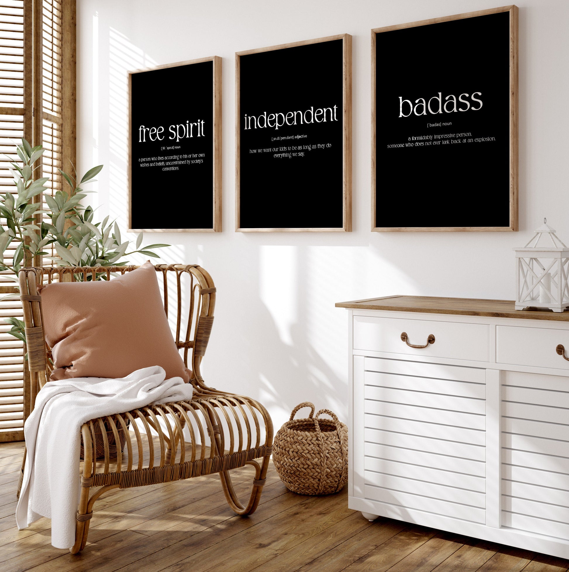 Independent, Badass, Free spirit Set Of 3 Definition Prints - Magic Posters