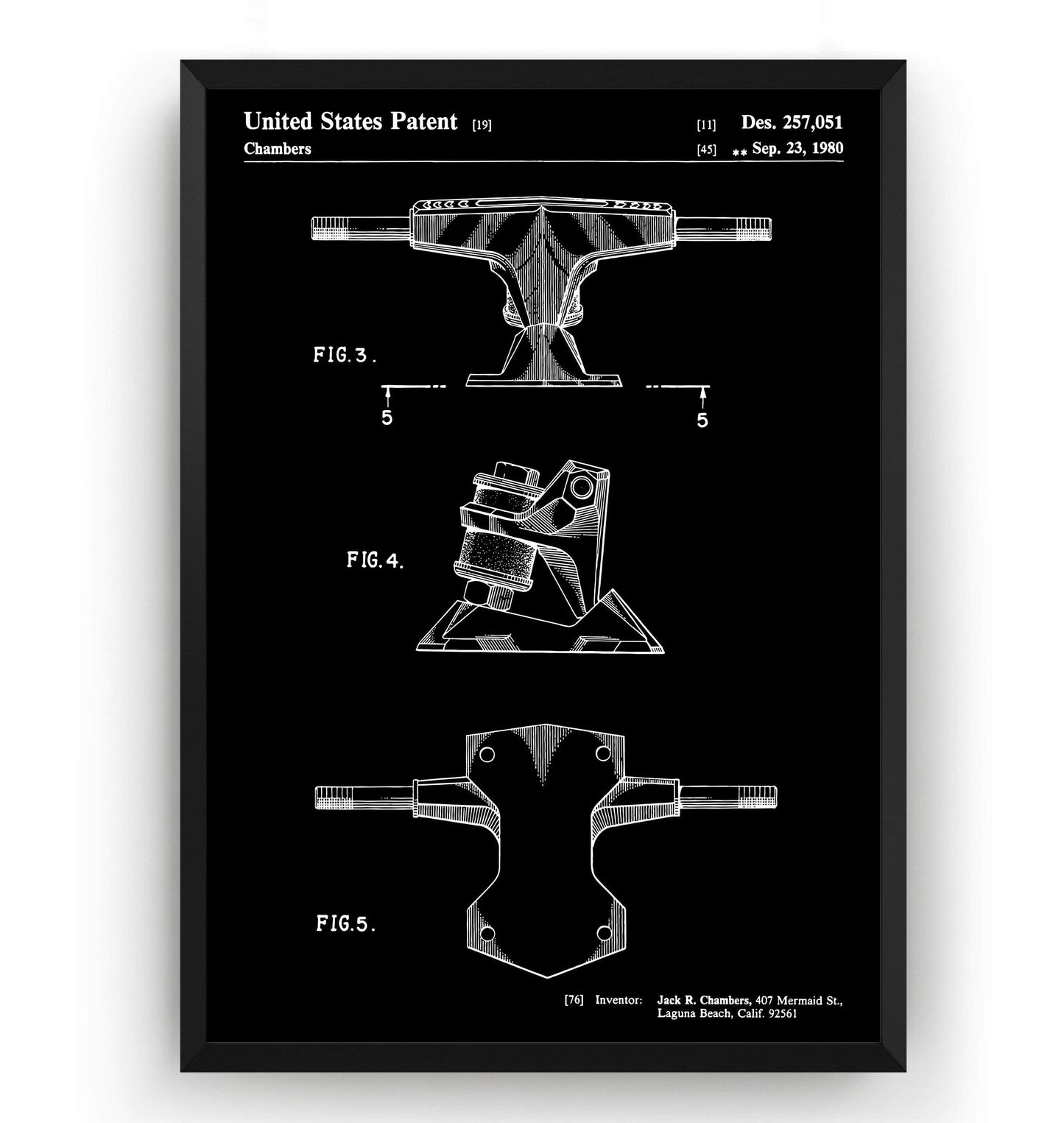 Skateboard Trucks 1980 Patent Print - Magic Posters