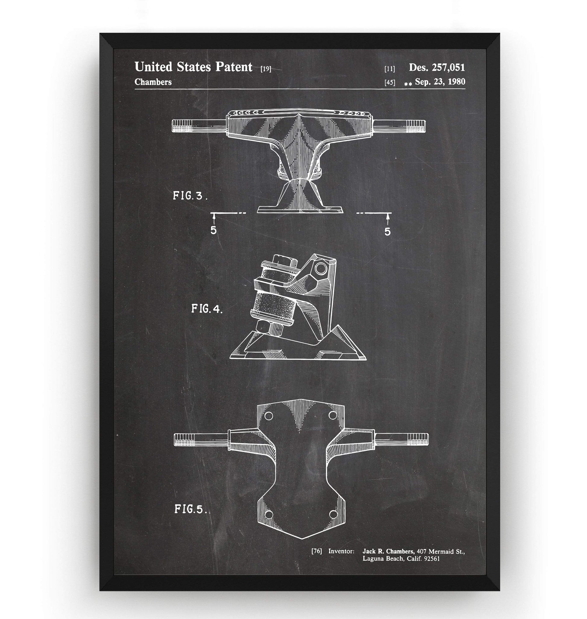 Skateboard Trucks 1980 Patent Print - Magic Posters