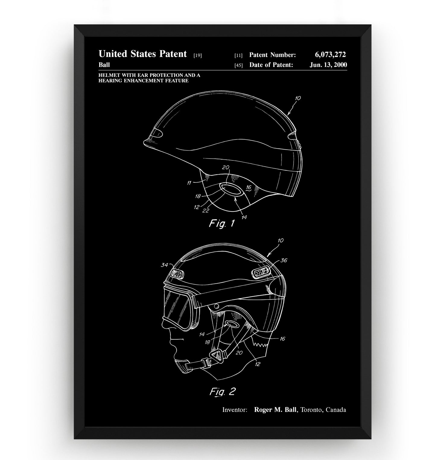 Snowboarding and Skiing Helmet 2000 Patent Print - Magic Posters