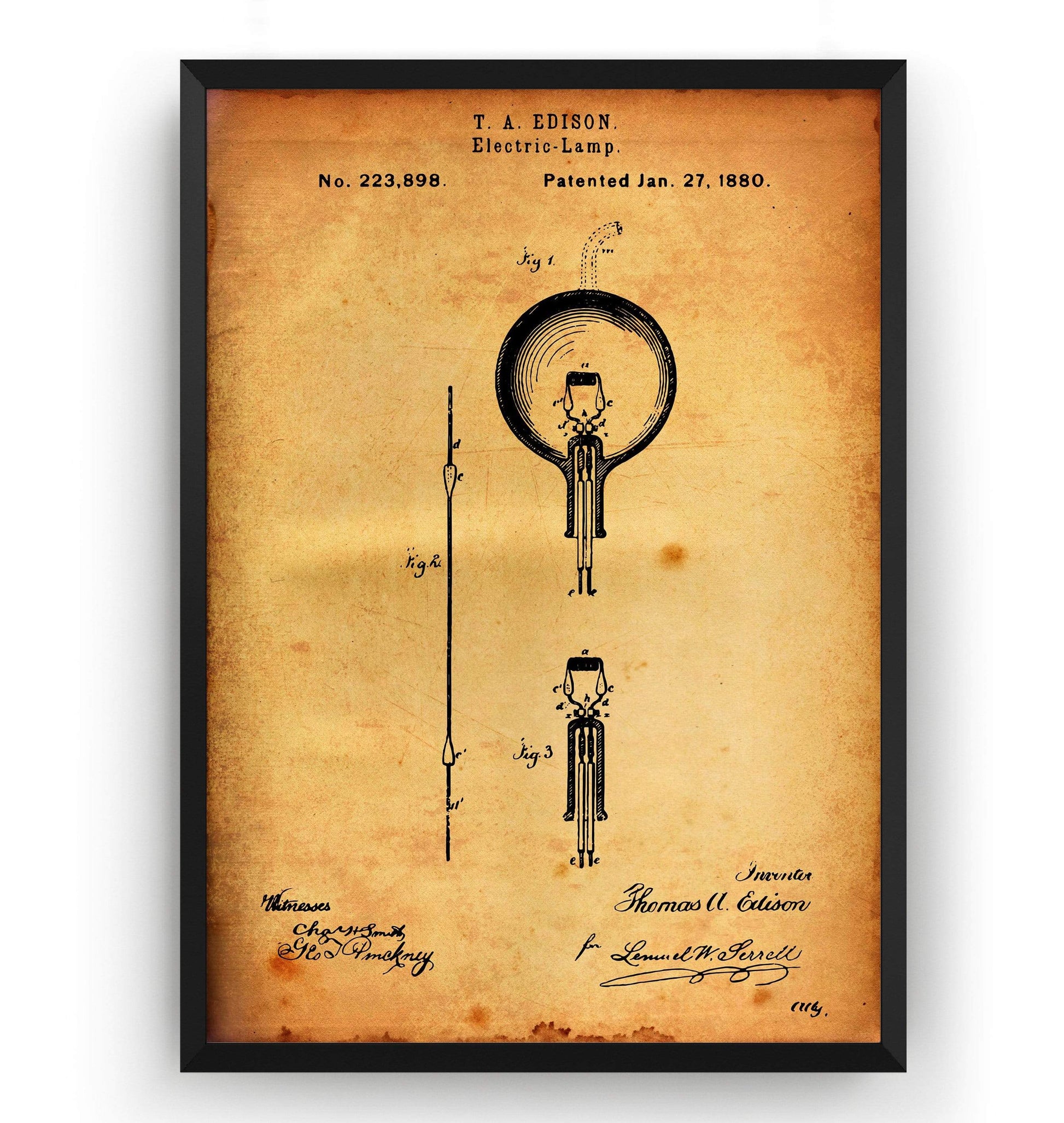 Thomas Edison Electric Lamp Patent Print - Magic Posters