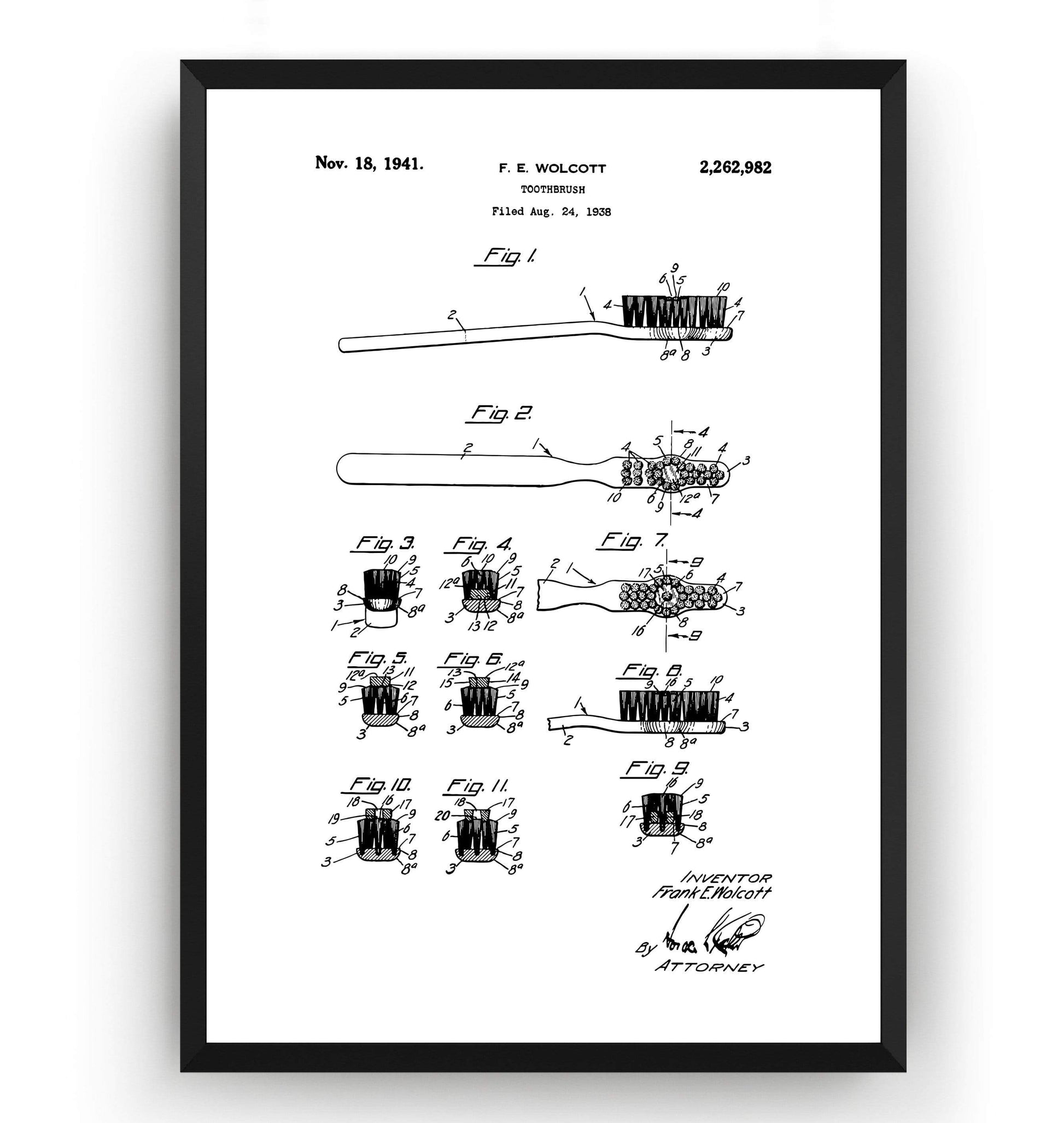 Toothbrush Patent Print - Magic Posters