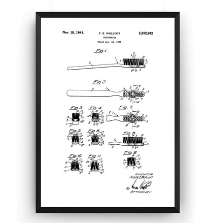 Toothbrush Patent Print - Magic Posters